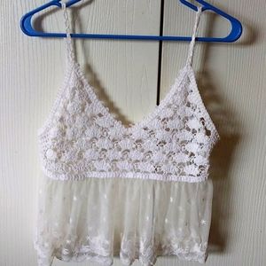 Love Tree sheer crochet crop tank large